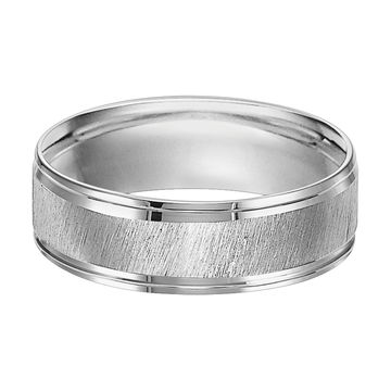 Matte Shimmer 6mm Wedding Band In White Gold 14K