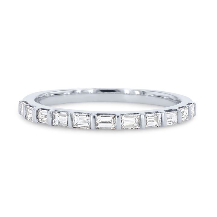 Platinum Horizontal Baguette Diamond Wedding Band