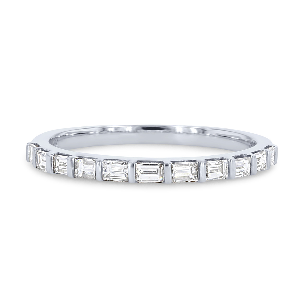Horizontal Baguette Diamond Wedding Band 0