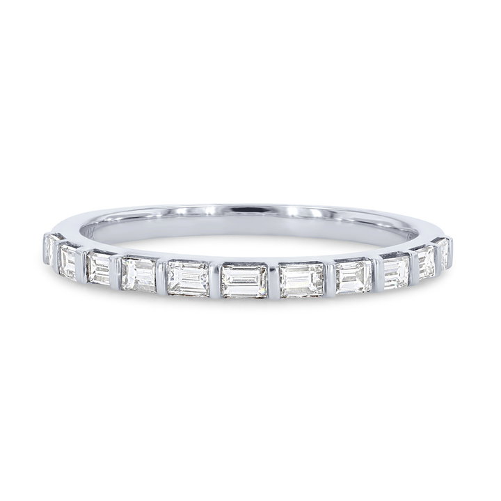 Horizontal Baguette Diamond Wedding Band In White Gold 14K