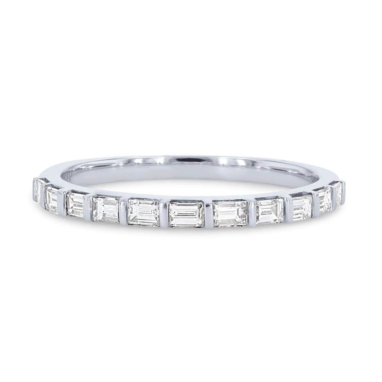 Horizontal baguette sale wedding band