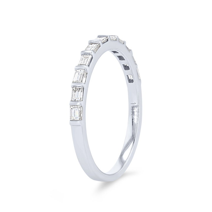 Horizontal Baguette Diamond Wedding Band In White Gold 14K