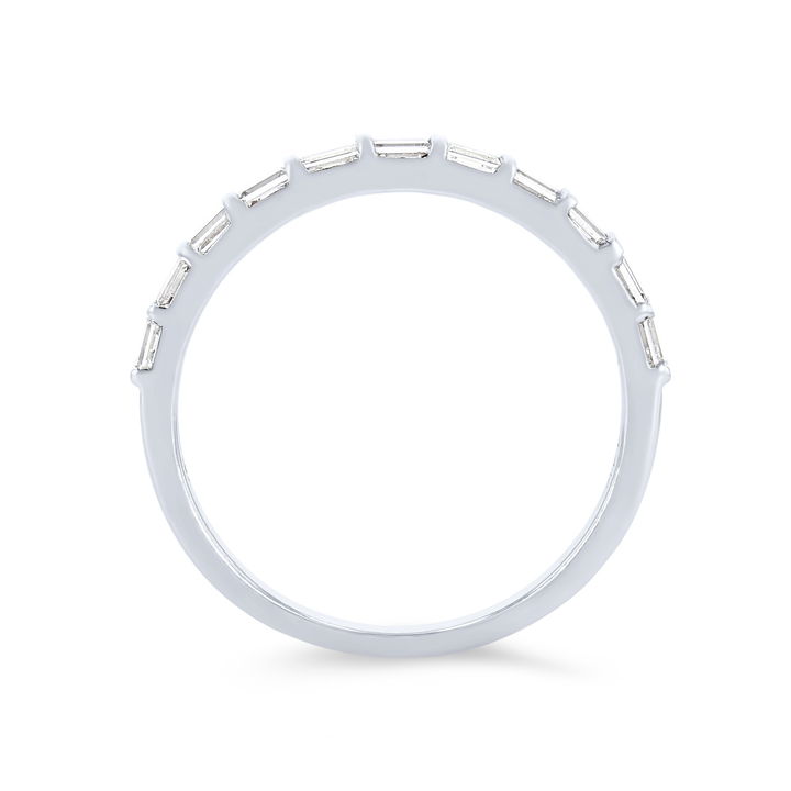 Platinum Horizontal Baguette Diamond Wedding Band