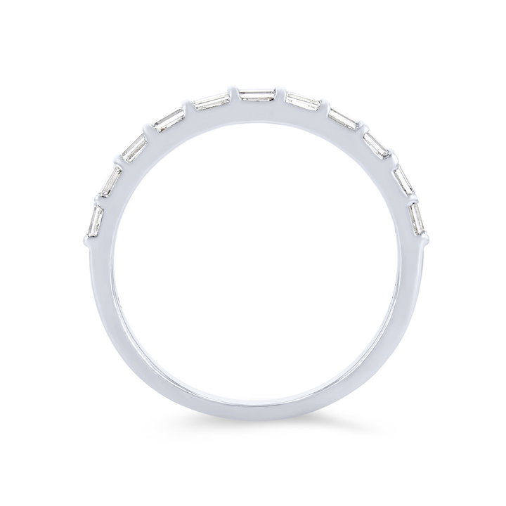 Horizontal Baguette Diamond Wedding Band In White Gold 14K