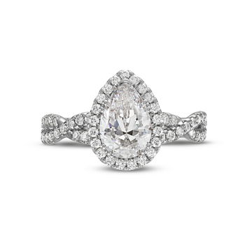 Verragio Renaissance Pear Halo Twist Engagement Setting In White Gold 14K