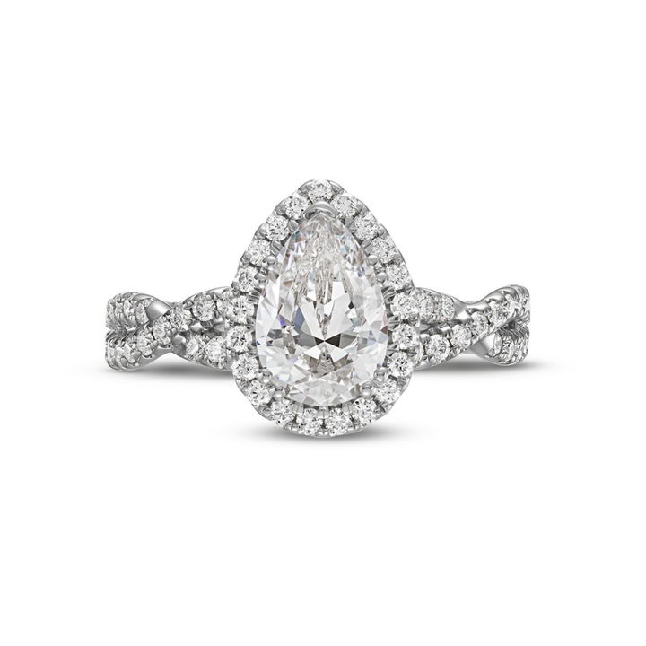 White Gold 14K Verragio Renaissance Pear Halo Twist Engagement Setting