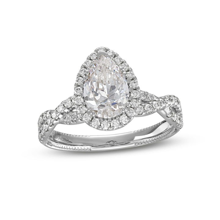 White Gold 14K Verragio Renaissance Pear Halo Twist Engagement Setting