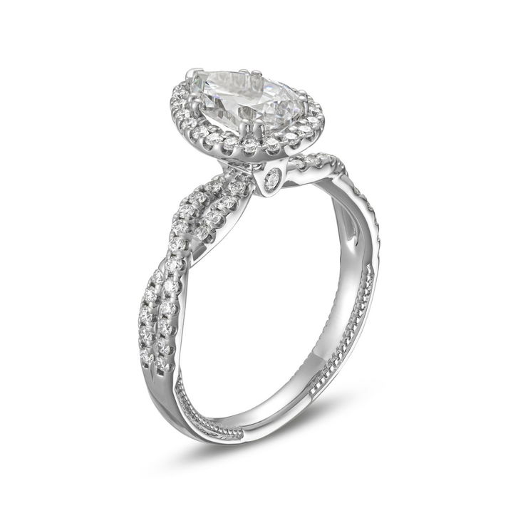 White Gold 14K Verragio Renaissance Pear Halo Twist Engagement Setting