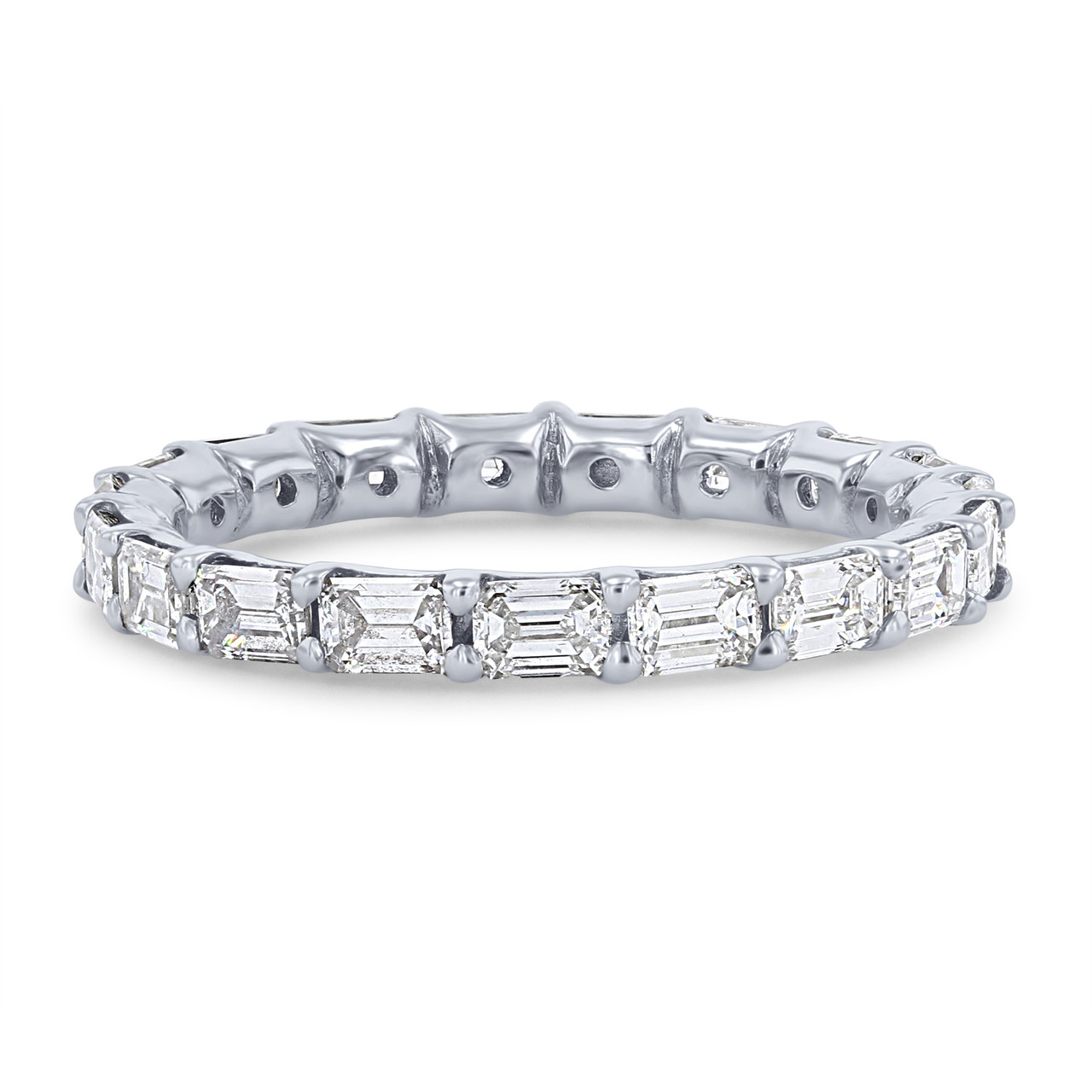 Horizontal Emerald Diamond Eternity Wedding Band 0