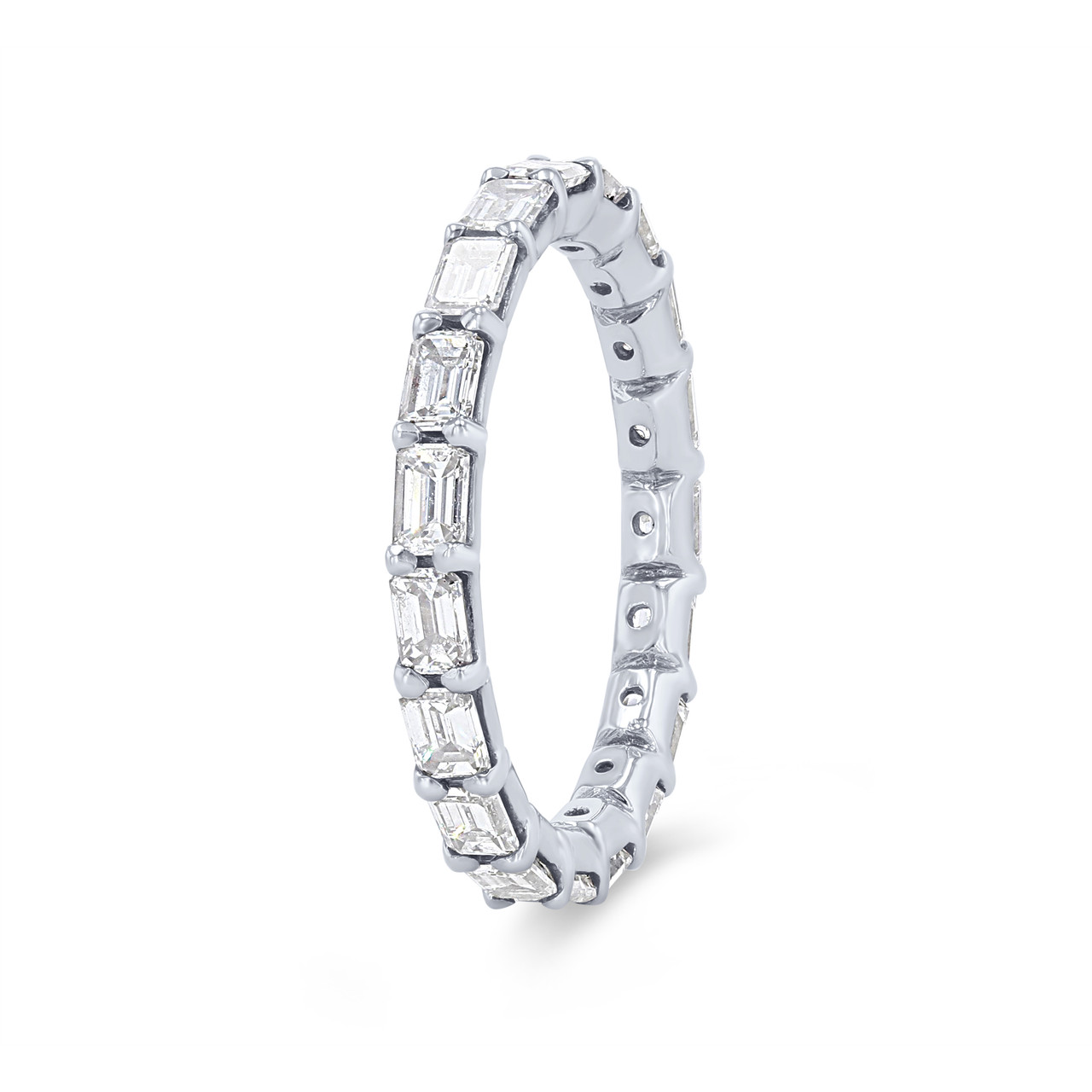 Horizontal Emerald Diamond Eternity Wedding Band 1