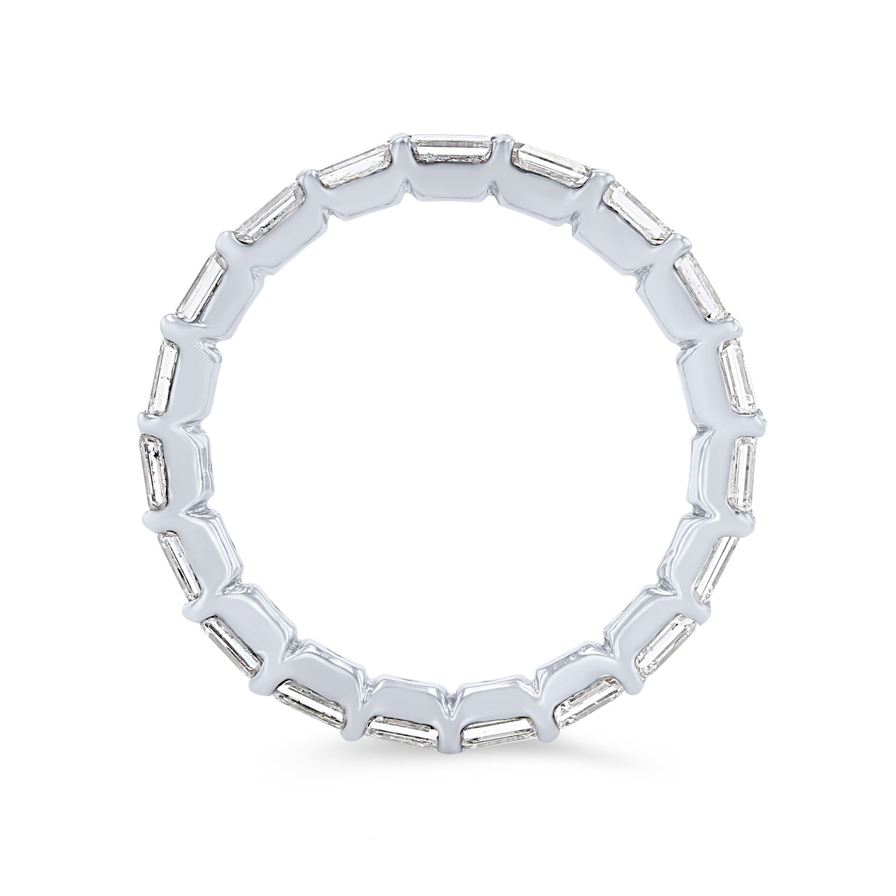 Horizontal Emerald Diamond Eternity Wedding Band 2
