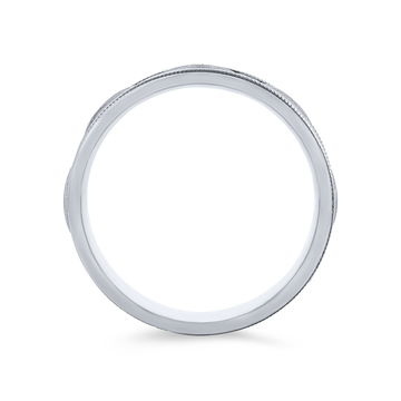 Carved Filigree 7.5mm Wedding Band In White Gold 14K