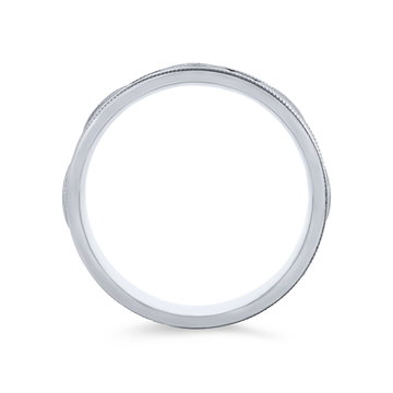 Carved Filigree 7.5mm Wedding Band In White Gold 14K