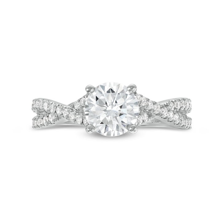 Open Twist Full Diamond Cathedral Engagement Setting by Adorette In White Gold 14K