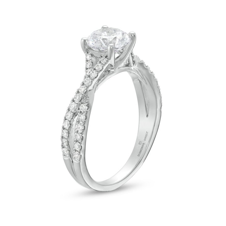 Open Twist Full Diamond Cathedral Engagement Setting by Adorette In White Gold 14K