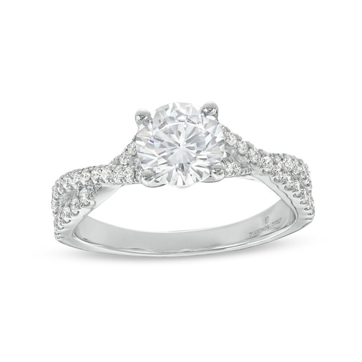 Open Twist Full Diamond Cathedral Engagement Setting by Adorette In White Gold 14K