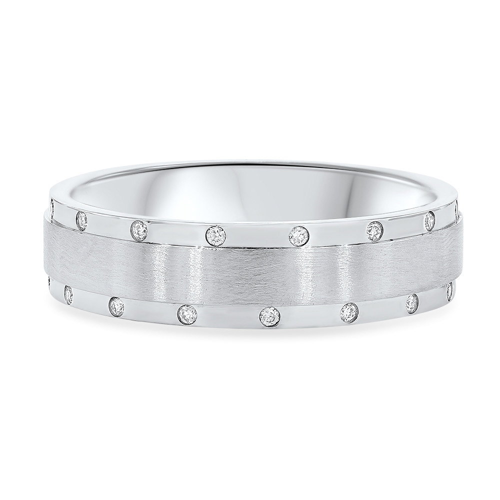 Diamond Border Matte 6.2mm Wedding Band 0