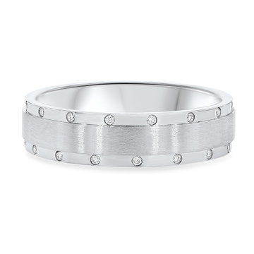 Diamond Border Matte 6.2mm Wedding Band In White Gold 14K