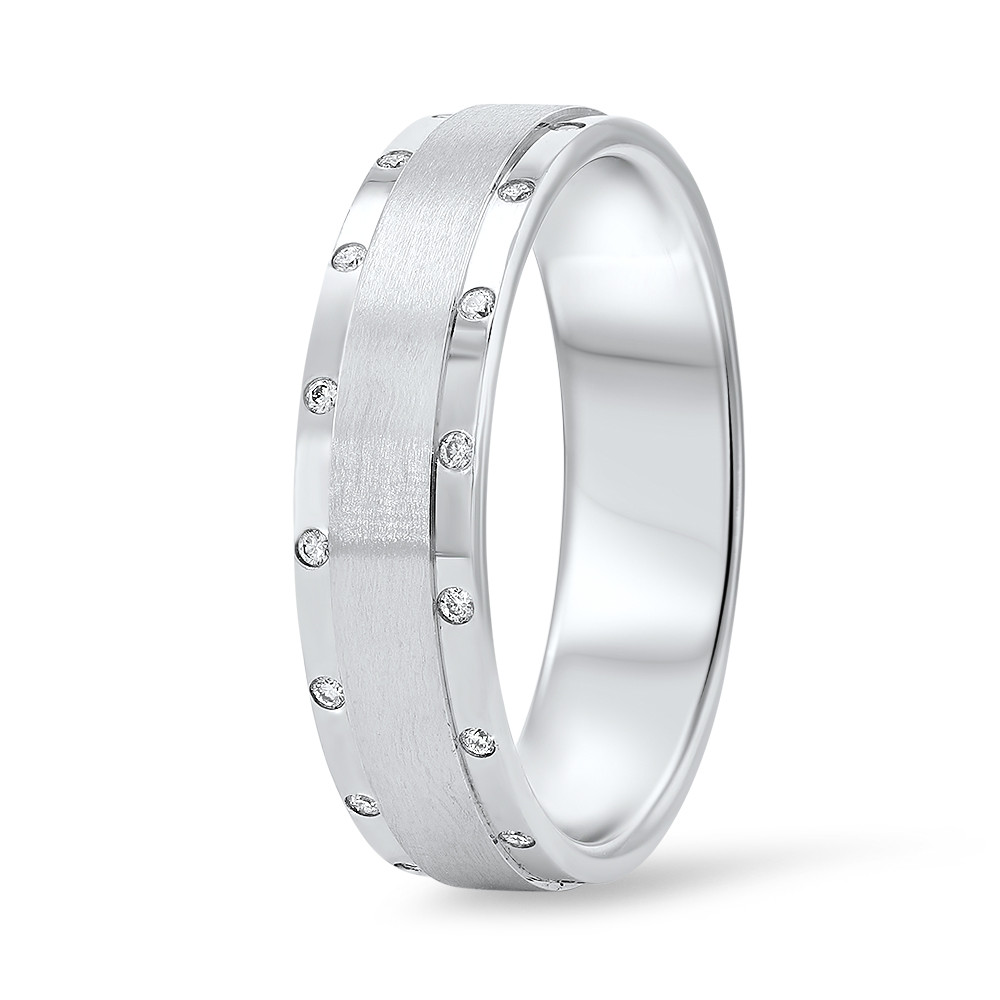 Diamond Border Matte 6.2mm Wedding Band 1