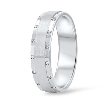 Diamond Border Matte 6.2mm Wedding Band In White Gold 14K