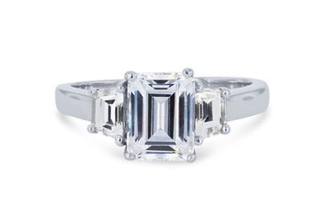 Three Stone Trapezoid Diamond Engagement Setting
