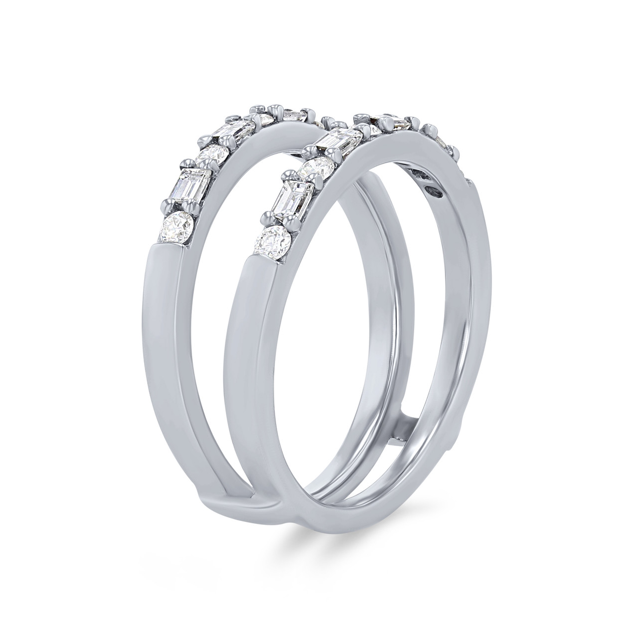 True Romance Alternating Round and Baguette Diamond Ring Guard
