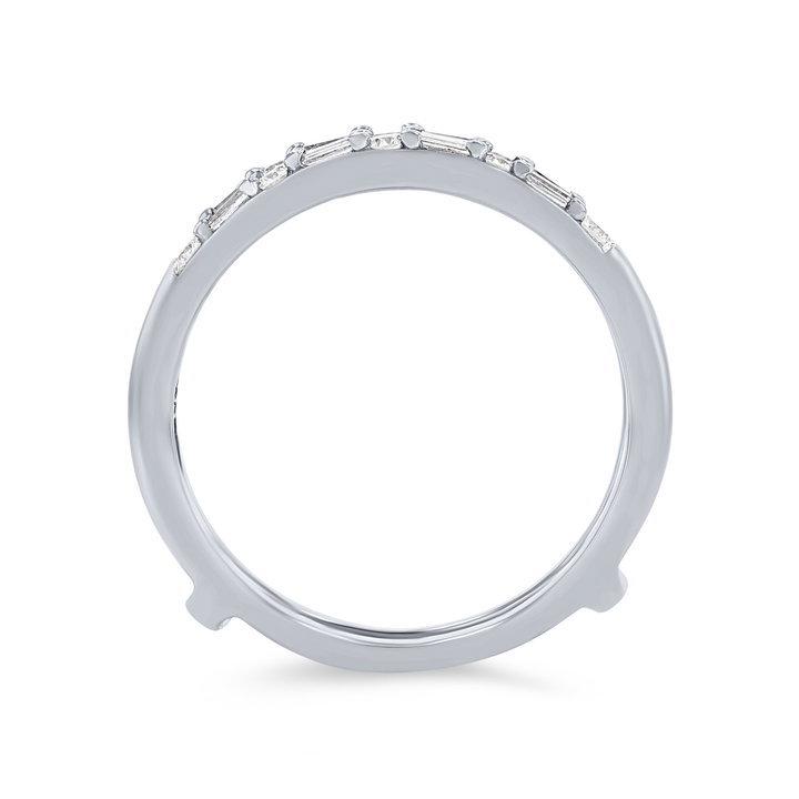 True Romance Alternating Round and Baguette Diamond Ring Guard In White Gold 14K