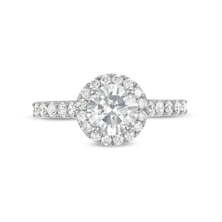 White Gold 14K Round Halo Cathedral Engagement Setting by Diamonds Direct Designs