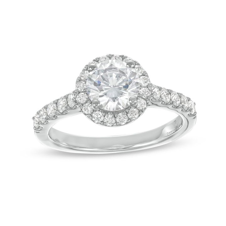 White Gold 14K Round Halo Cathedral Engagement Setting by Diamonds Direct Designs