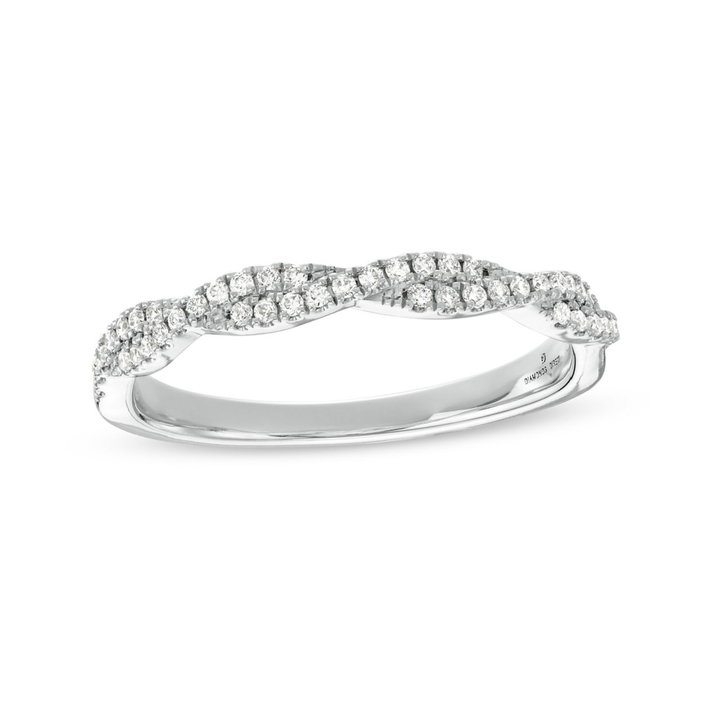 Petite Twist Diamond Wedding Band by Adorette In Platinum