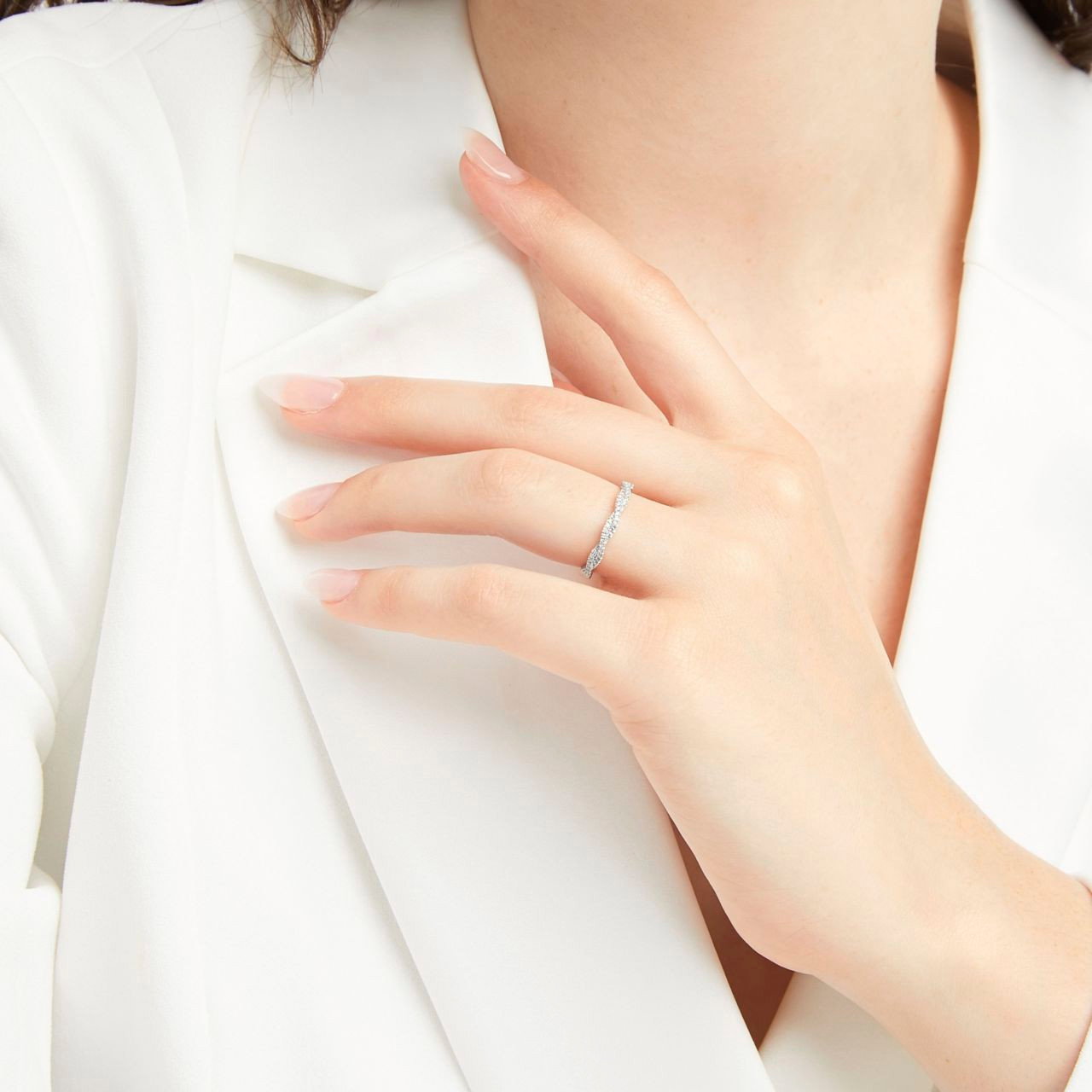 Petite Twist Diamond Wedding Band by Adorette