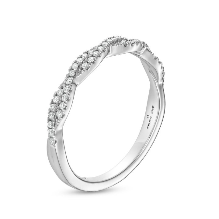 Petite Twist Diamond Wedding Band by Adorette In Platinum