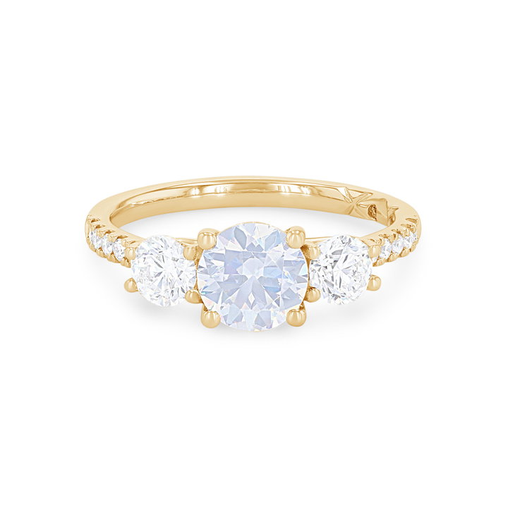 A. Jaffe Three Stone Round Diamond Engagement Setting In Yellow Gold 14K
