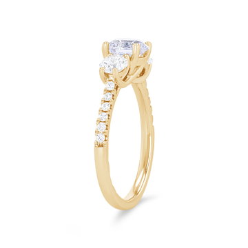 A. Jaffe Three Stone Round Diamond Engagement Setting In Yellow Gold 14K