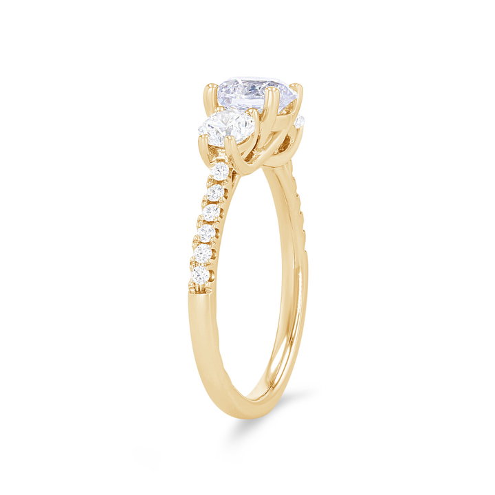 A. Jaffe Three Stone Round Diamond Engagement Setting In Yellow Gold 14K