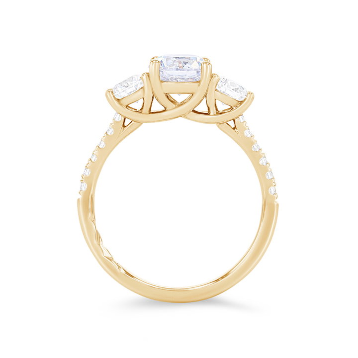 A. Jaffe Three Stone Round Diamond Engagement Setting In Yellow Gold 14K