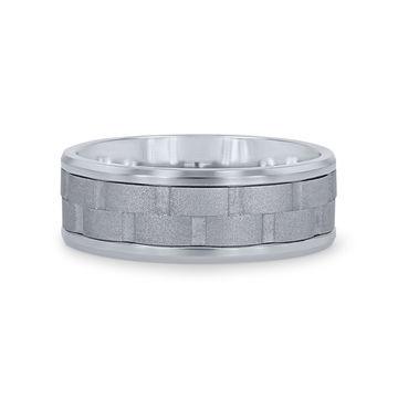 Brick Matte 8mm Wedding Band In White Gold 14K