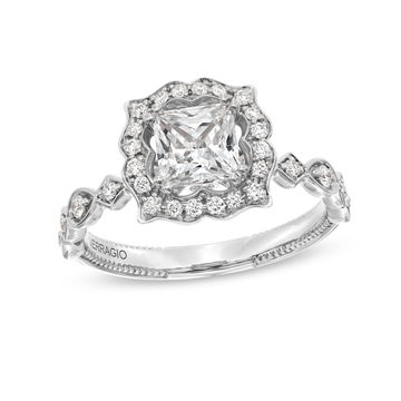 Verragio Renaissance Victorian Halo Engagement Setting In White Gold 14K