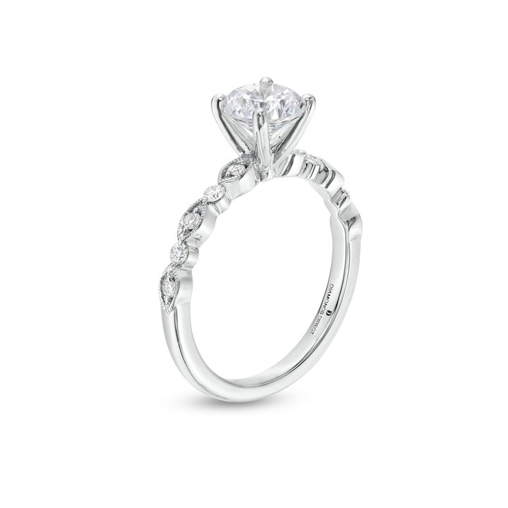 Alternating Marquise Frame Milgrain Engagement Setting by Adorette In White Gold 14K