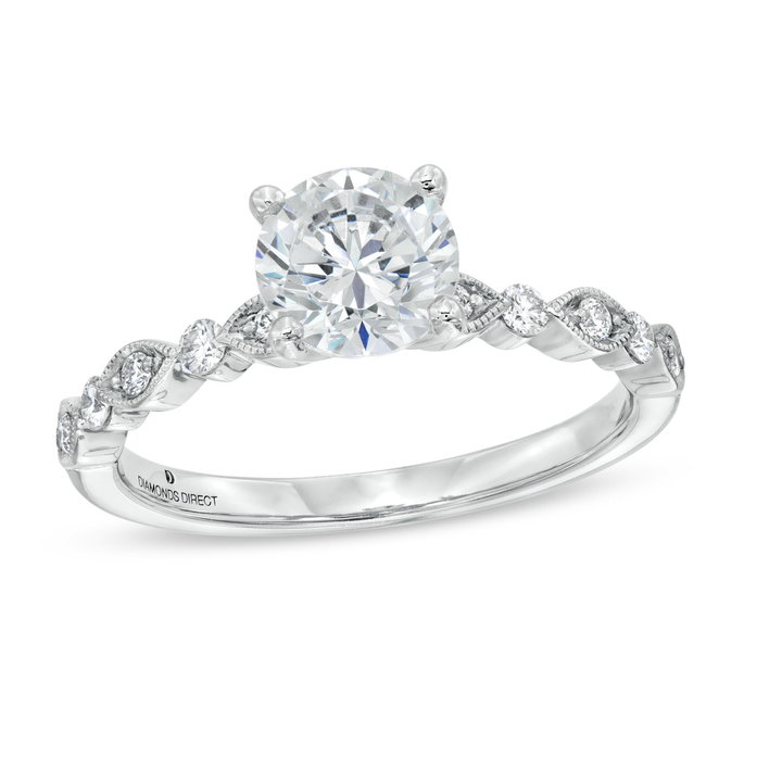 Alternating Marquise Frame Milgrain Engagement Setting by Adorette In White Gold 14K