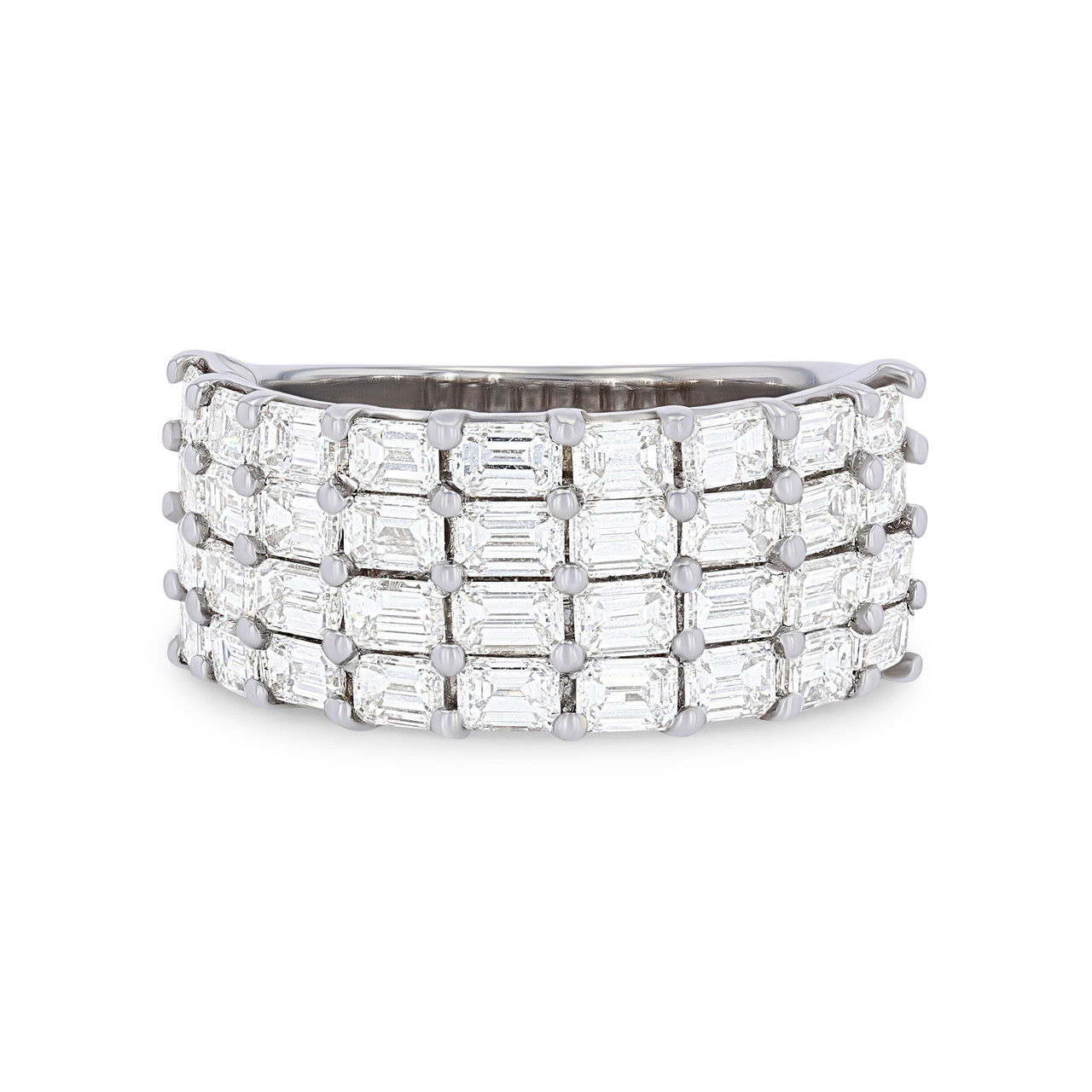 Four Row Emerald Diamond Band