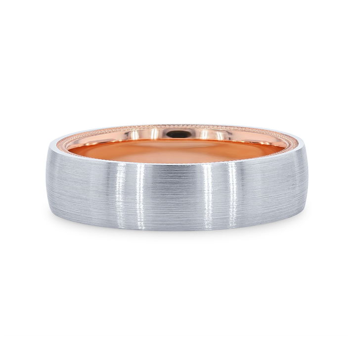 Verragio Two Tone Inlay Wedding Band In White And Yellow Gold 14K
