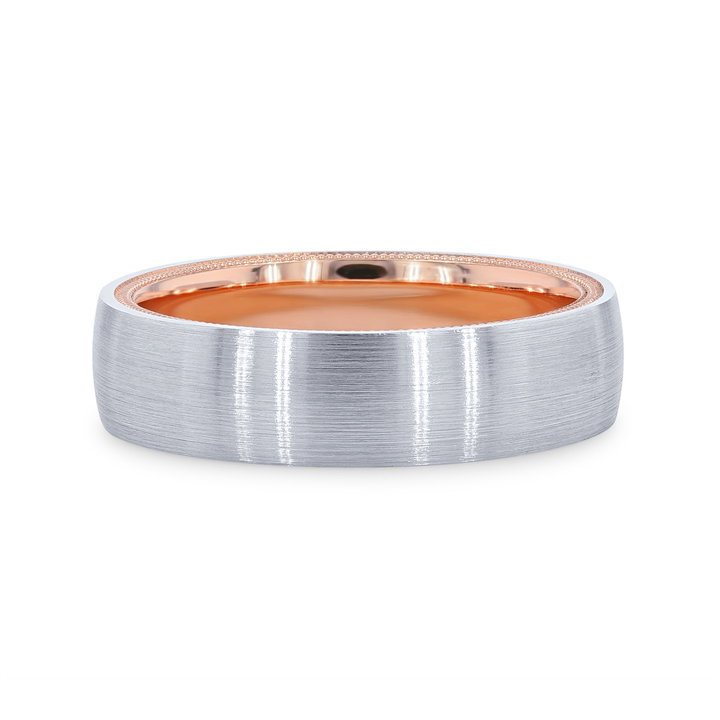 Verragio Two Tone Inlay Wedding Band In White And Yellow Gold 14K