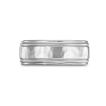 Verragio Hammer Milgrain Wedding Band In White Gold 14K