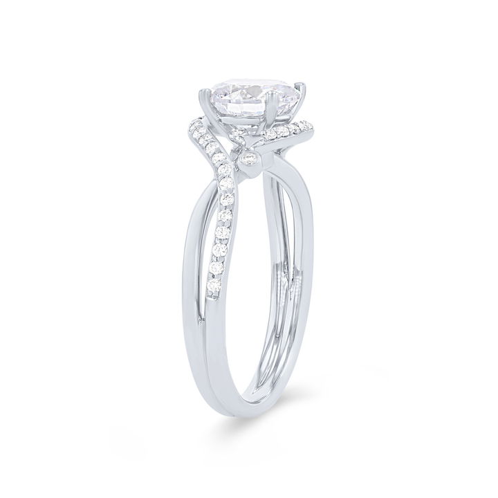White Gold 18K Simon G. Bezel Accent Twist Engagement Setting