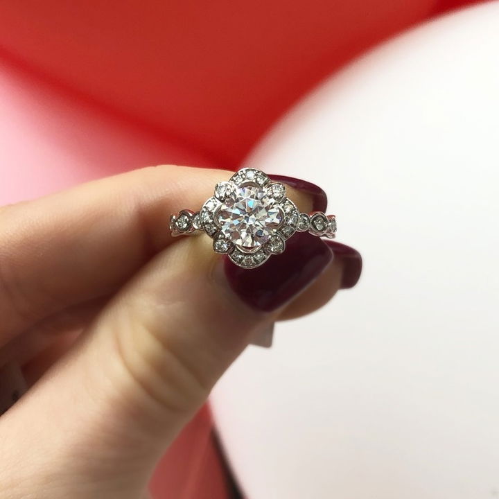White Gold 14K Verragio Renaissance Fiore Halo Engagement Setting