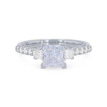 Verragio Renaissance Three Stone Princess Engagement Setting In White Gold 14K