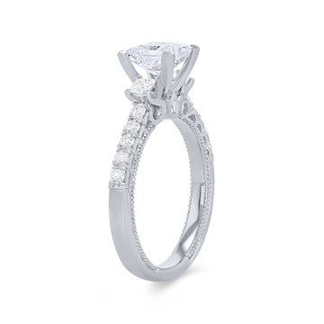 Verragio Renaissance Three Stone Princess Engagement Setting In White Gold 14K