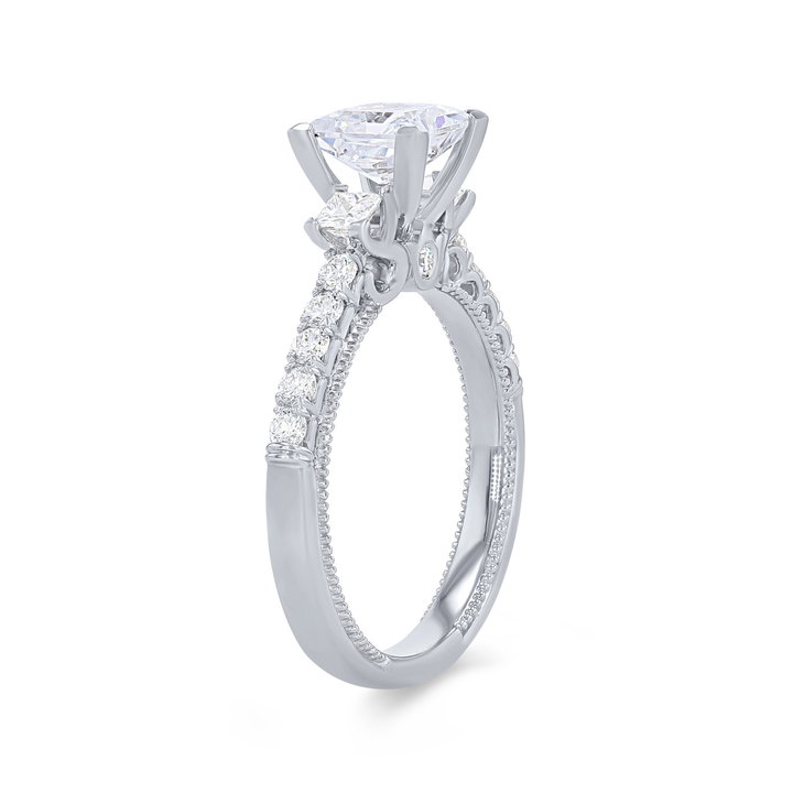 Verragio Renaissance Three Stone Princess Engagement Setting In White Gold 14K
