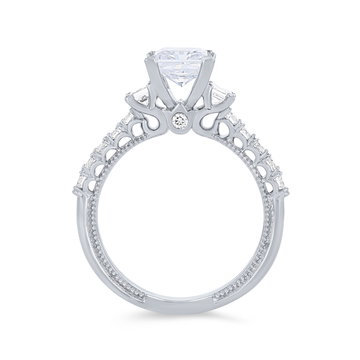 Verragio Renaissance Three Stone Princess Engagement Setting In White Gold 14K
